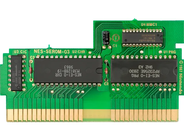 The circuit board of an NES Tetris cartridge.